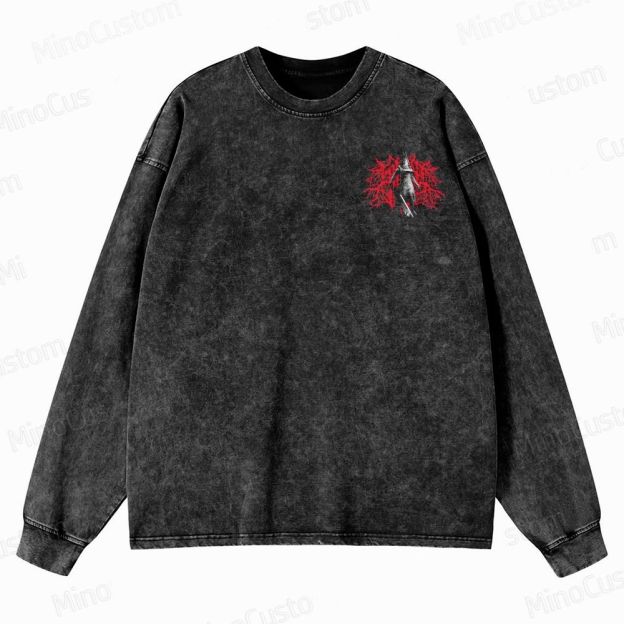 Gothic Survival Game Inspired Crewneck Washed Sweatshirt