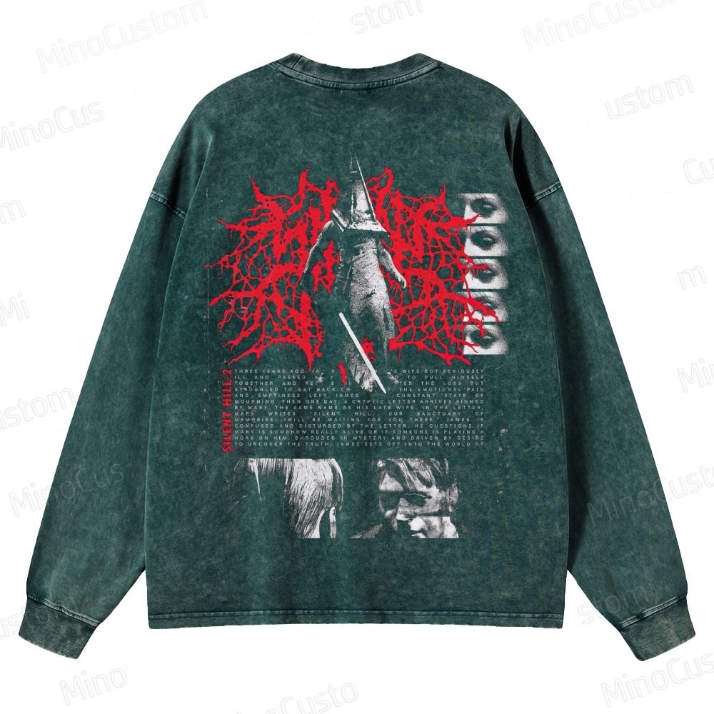 Gothic Survival Game Inspired Crewneck Washed Sweatshirt