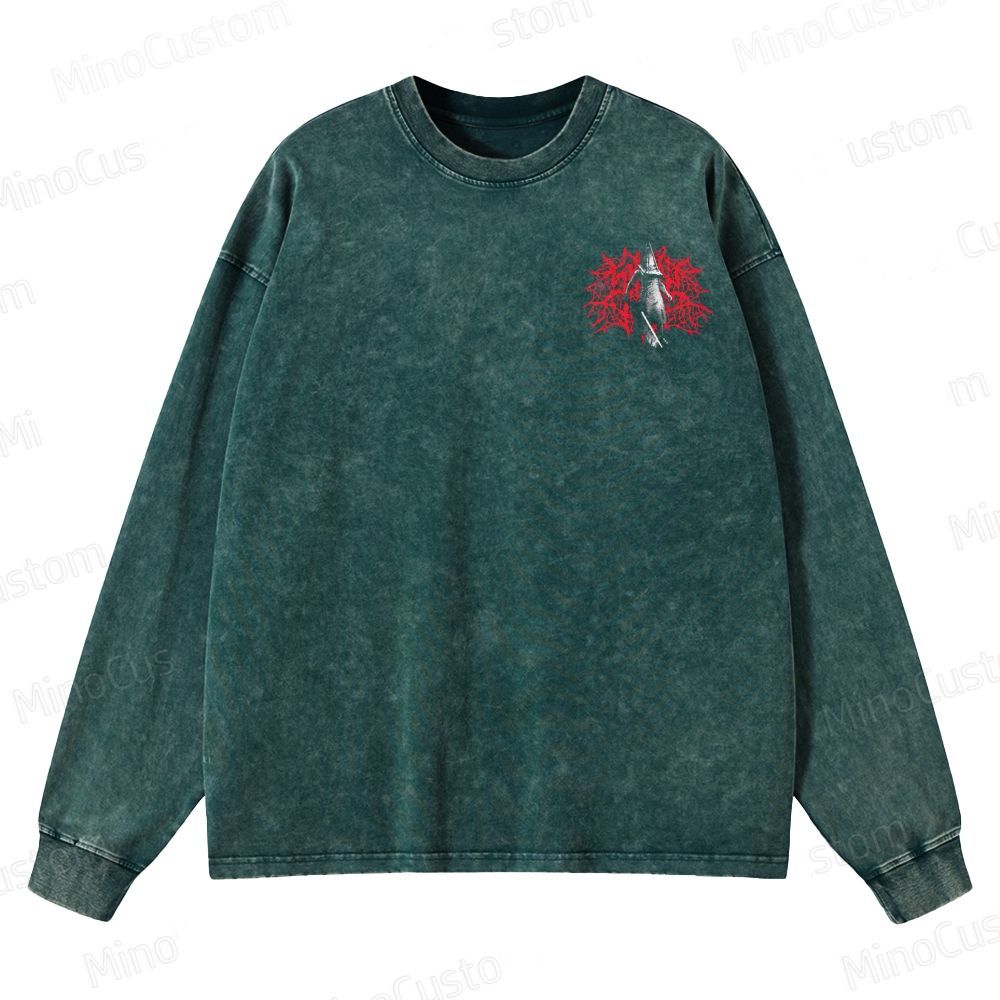 Gothic Survival Game Inspired Crewneck Washed Sweatshirt