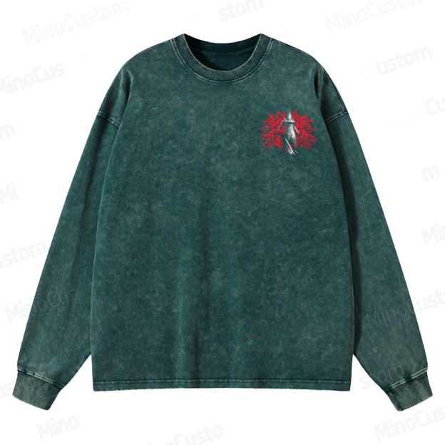 Gothic Survival Game Inspired Crewneck Washed Sweatshirt