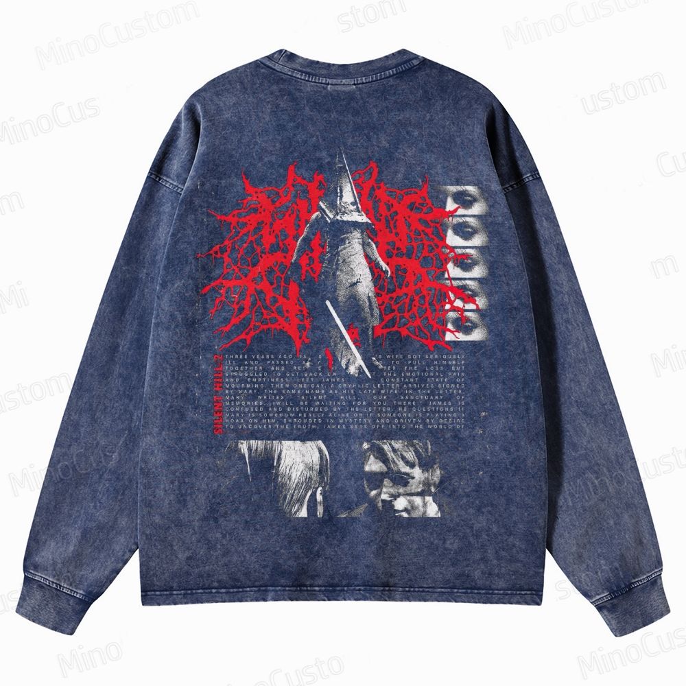 Gothic Survival Game Inspired Crewneck Washed Sweatshirt