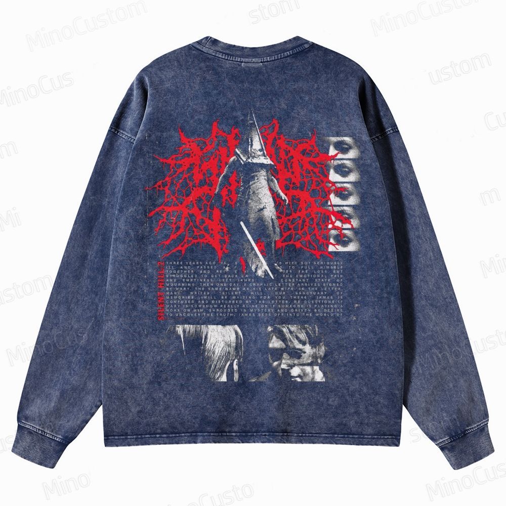 Gothic Survival Game Inspired Crewneck Washed Sweatshirt
