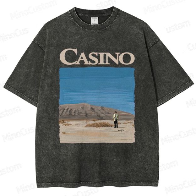 Casino Retro Crime Drama Graphic Washed Vintage T - Shirt