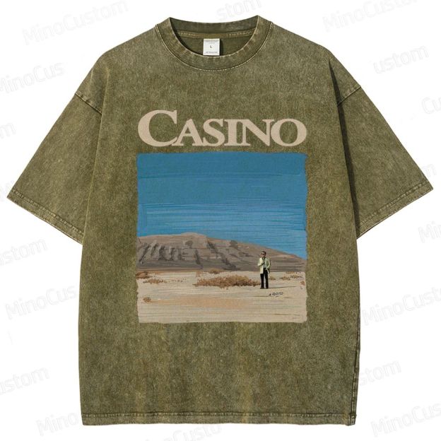 Casino Retro Crime Drama Graphic Washed Vintage T - Shirt