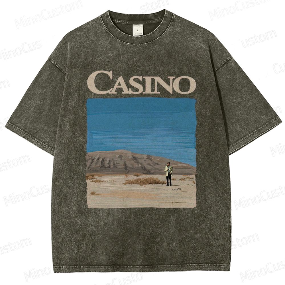 Casino Retro Crime Drama Graphic Washed Vintage T - Shirt