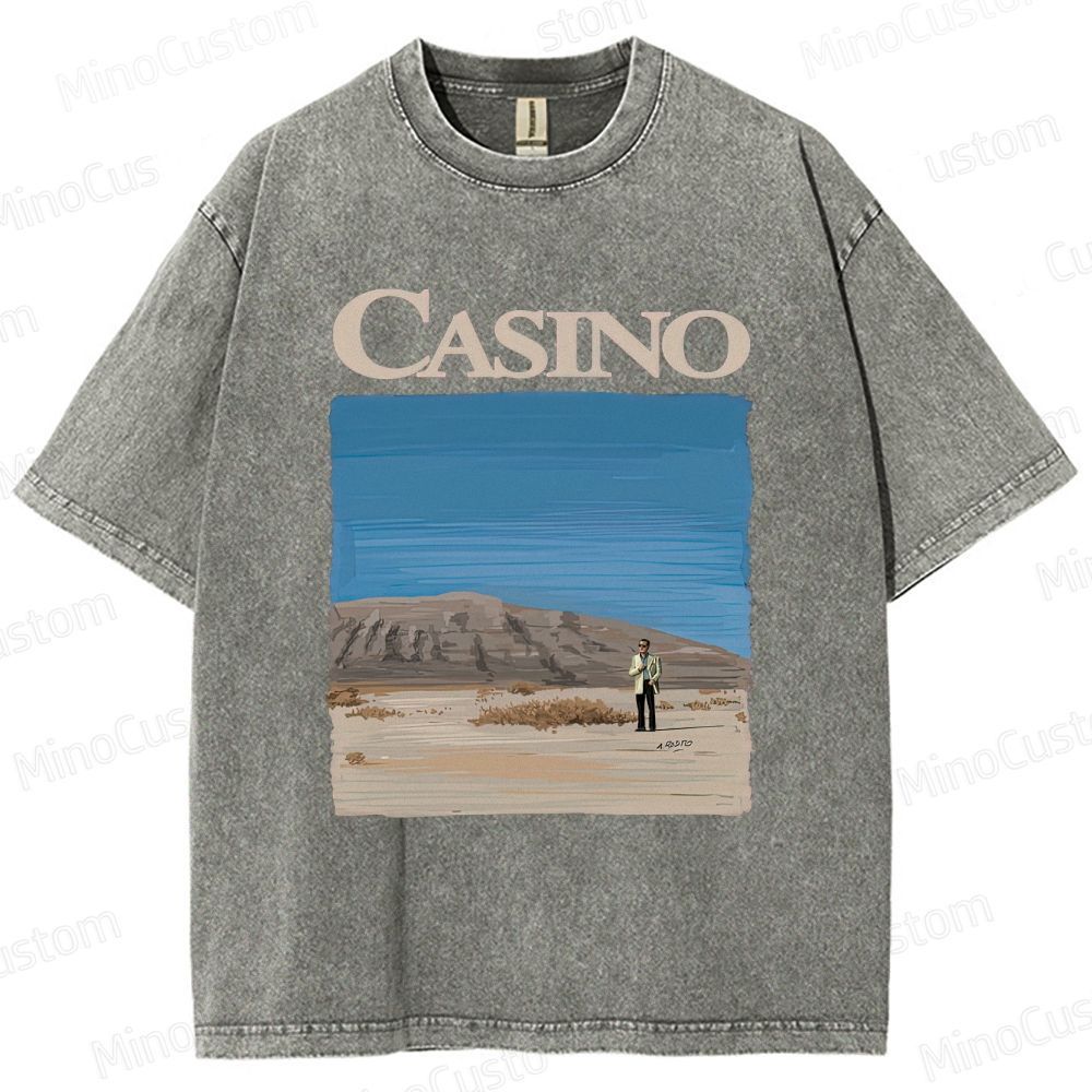Casino Retro Crime Drama Graphic Washed Vintage T - Shirt