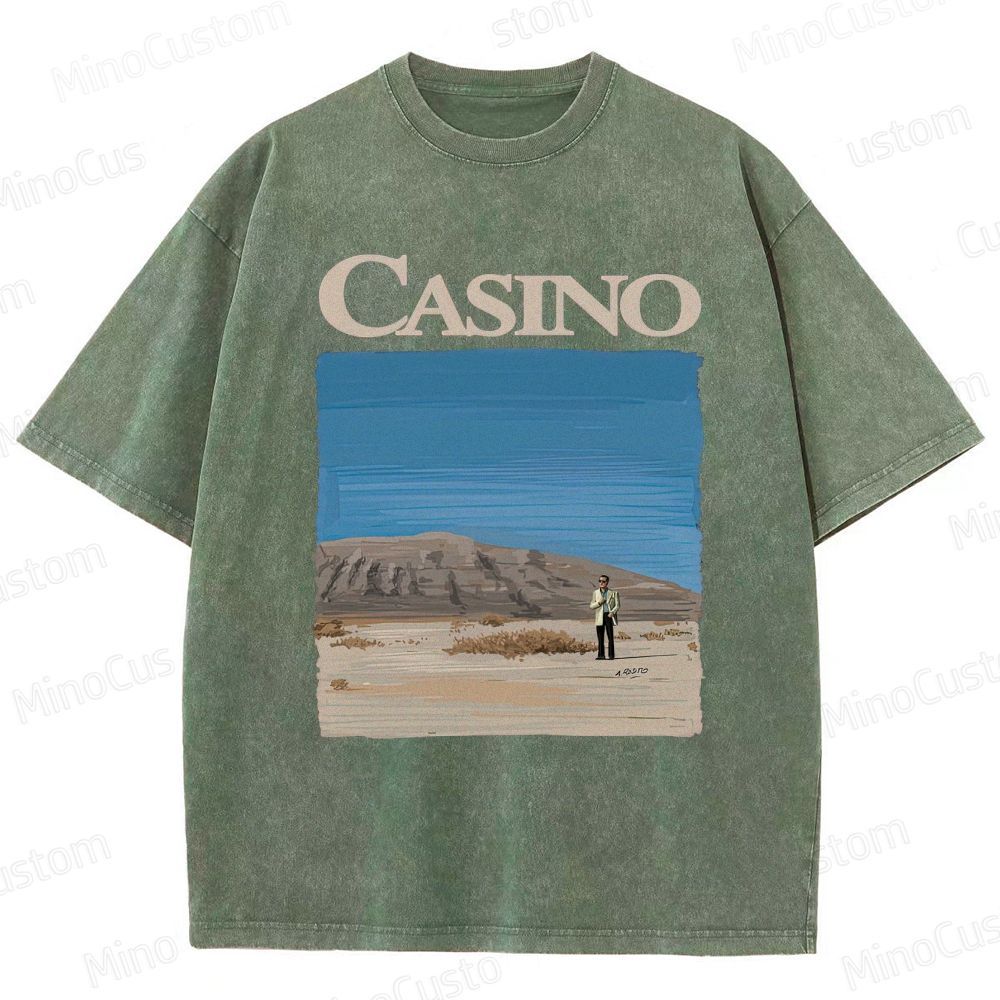 Casino Retro Crime Drama Graphic Washed Vintage T - Shirt
