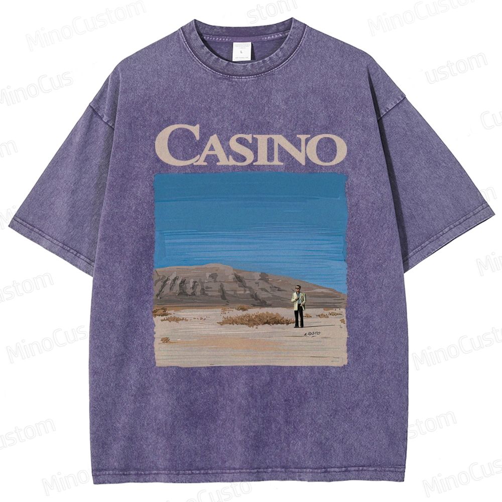 Casino Retro Crime Drama Graphic Washed Vintage T - Shirt