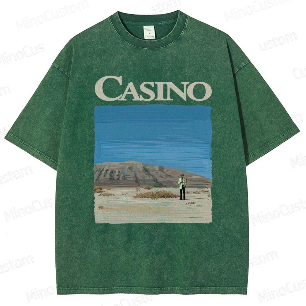 Casino Retro Crime Drama Graphic Washed Vintage T - Shirt
