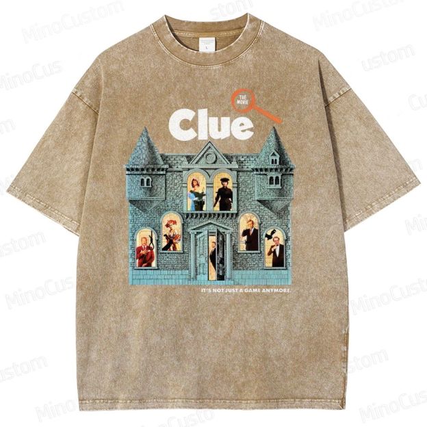 Clue Retro Mystery Comedy Graphic Washed Vintage T-Shirt