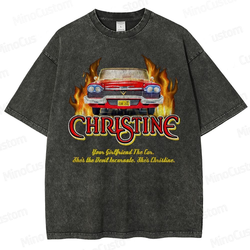 Christine Retro Horror Thriller Graphic Washed Vintage T-Shirt