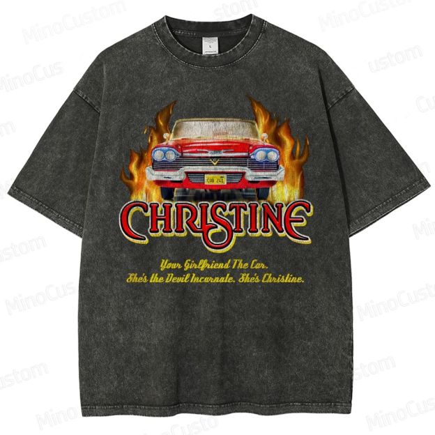 Christine Retro Horror Thriller Graphic Washed Vintage T-Shirt