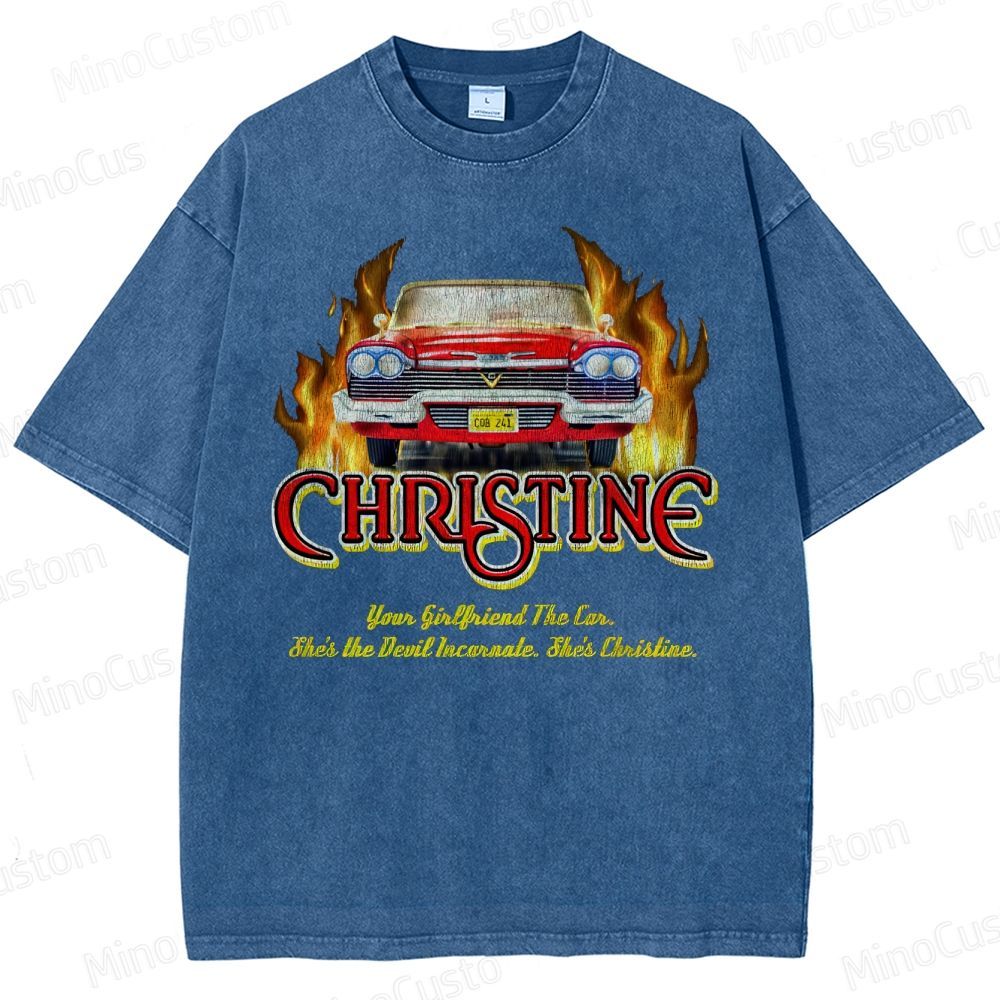 Christine Retro Horror Thriller Graphic Washed Vintage T-Shirt