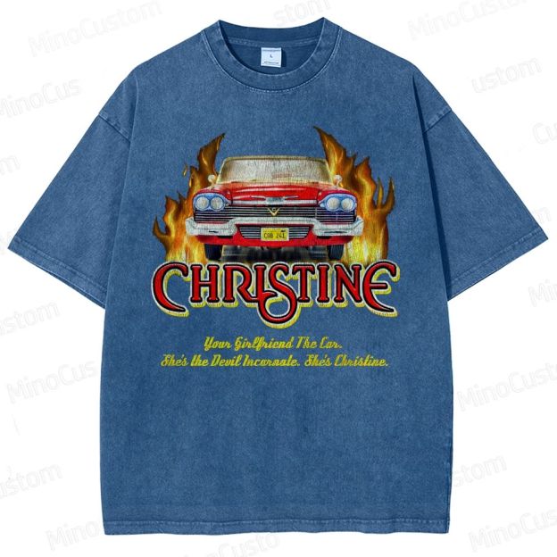 Christine Retro Horror Thriller Graphic Washed Vintage T-Shirt