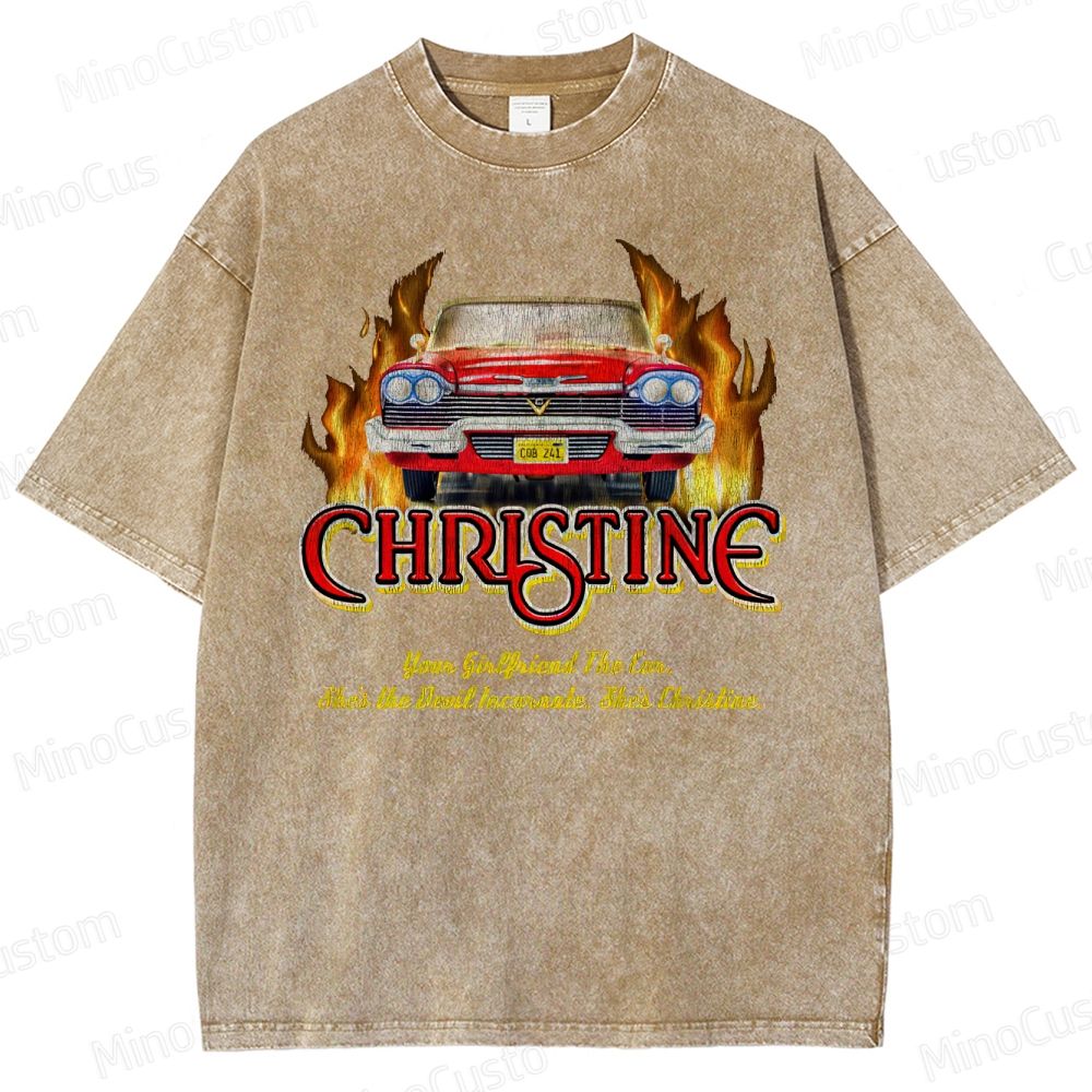 Christine Retro Horror Thriller Graphic Washed Vintage T-Shirt