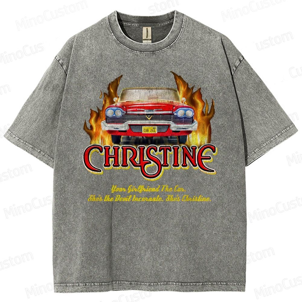 Christine Retro Horror Thriller Graphic Washed Vintage T-Shirt