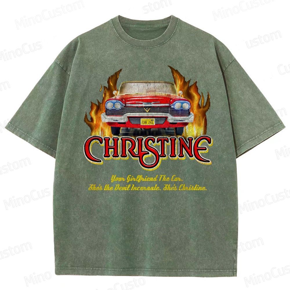 Christine Retro Horror Thriller Graphic Washed Vintage T-Shirt