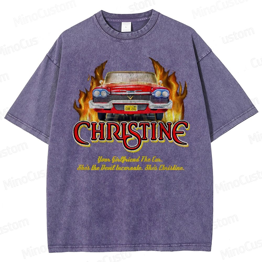 Christine Retro Horror Thriller Graphic Washed Vintage T-Shirt