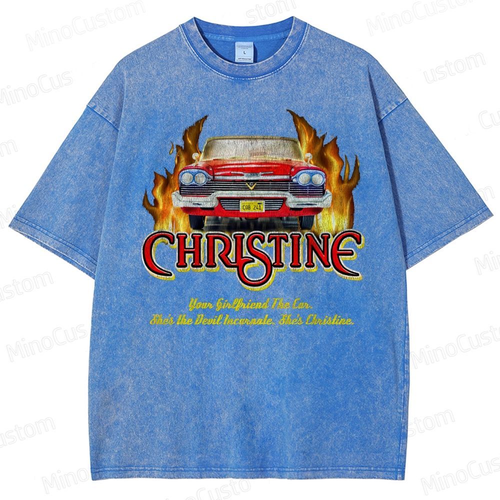 Christine Retro Horror Thriller Graphic Washed Vintage T-Shirt