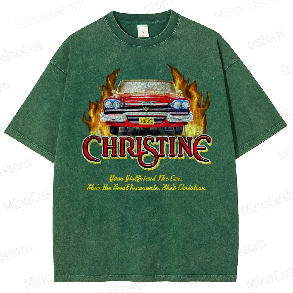 Christine Retro Horror Thriller Graphic Washed Vintage T-Shirt