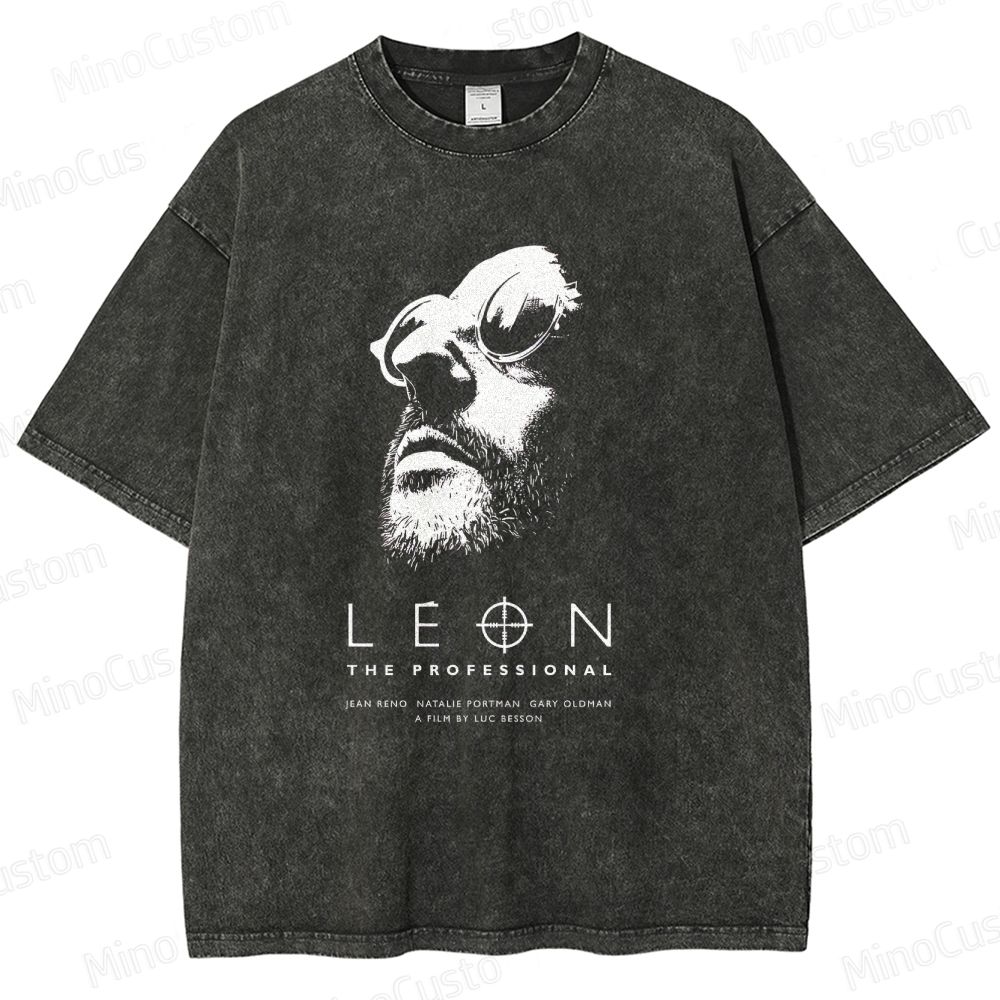 Leon: The Professional Retro Crime Drama Graphic Washed Vintage T-Shirt