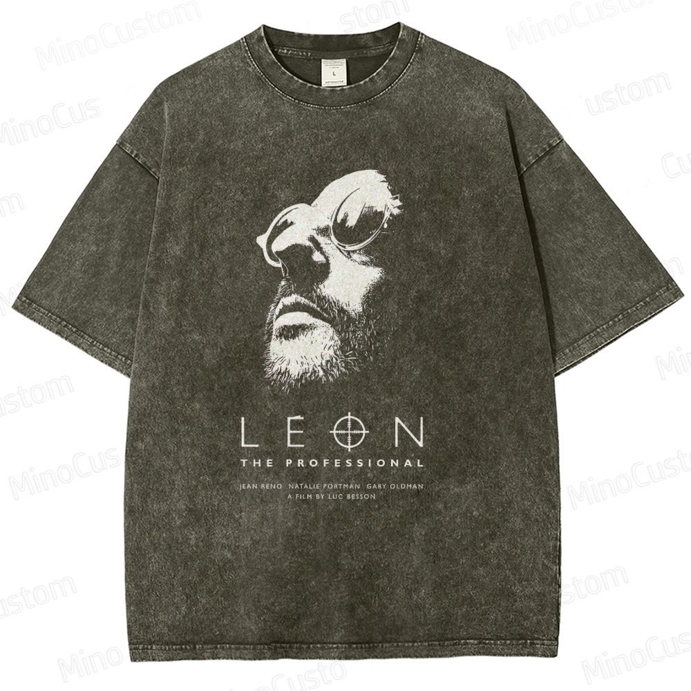 Leon: The Professional Retro Crime Drama Graphic Washed Vintage T-Shirt