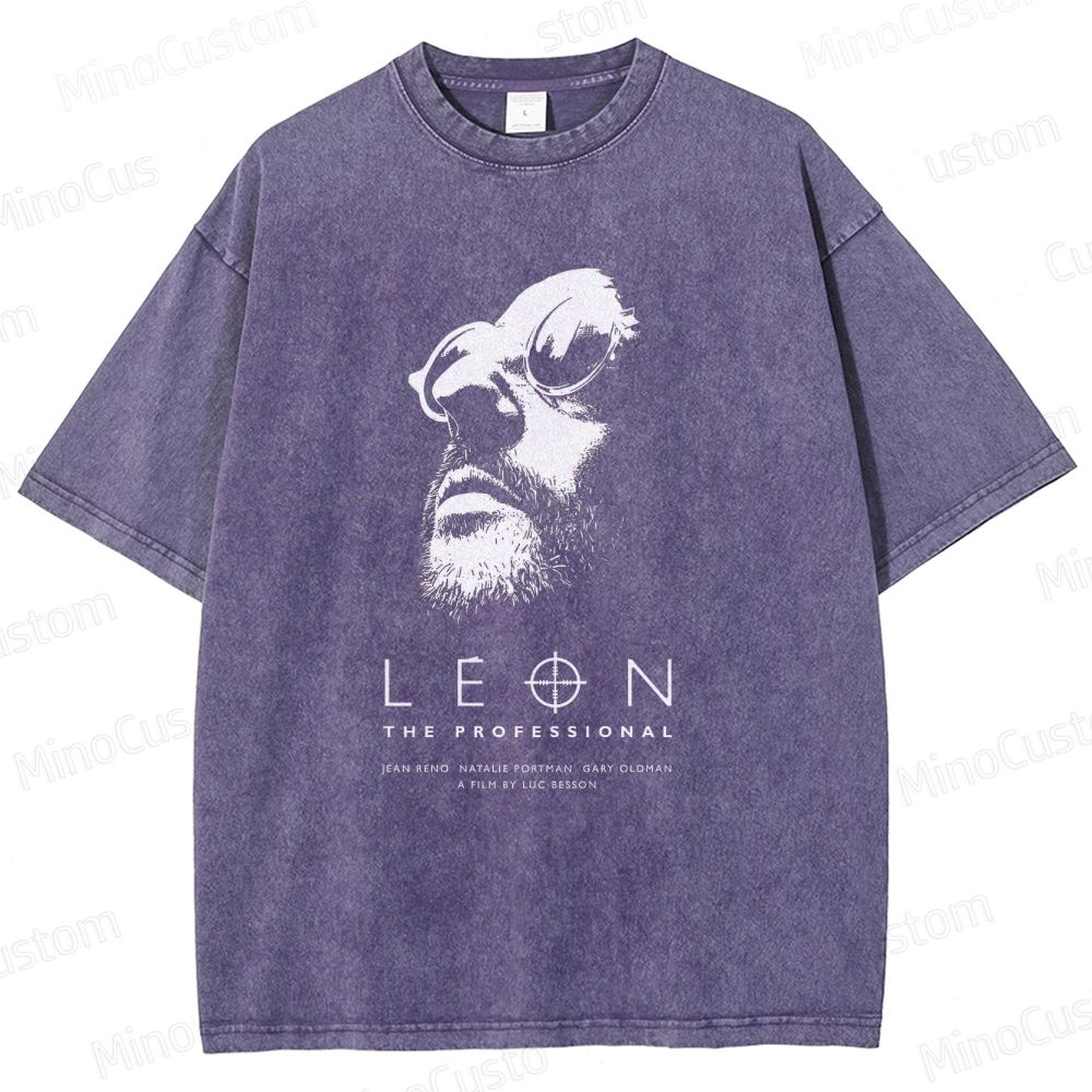 Leon: The Professional Retro Crime Drama Graphic Washed Vintage T-Shirt