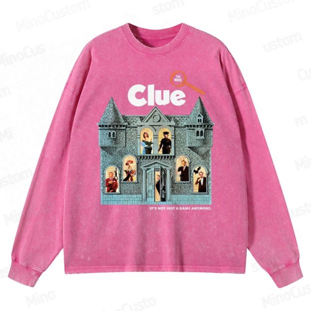 Clue Retro Mystery Comedy Graphic Washed Vintage Long-Sleeve T-Shirt