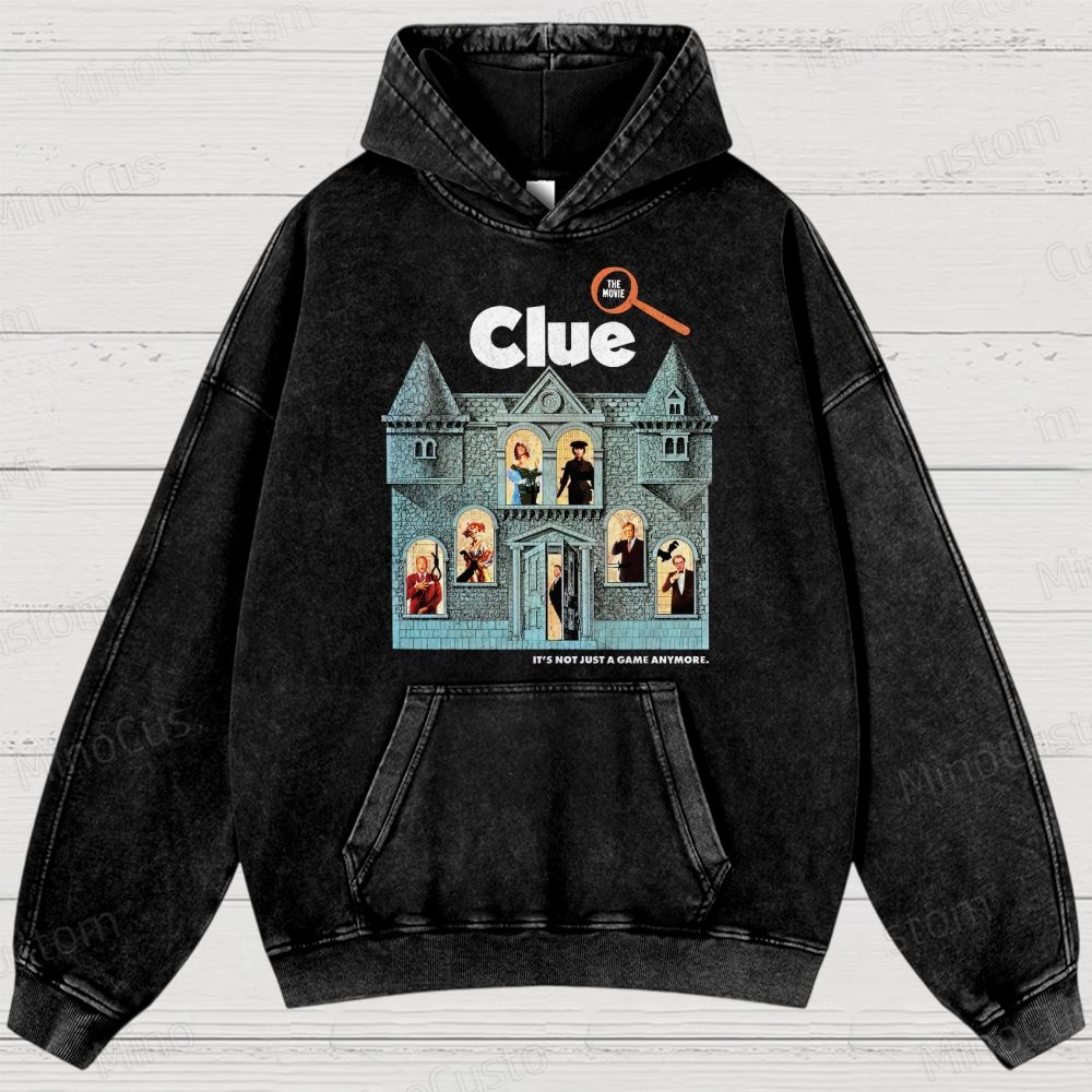 Clue Retro Mystery Comedy Graphic Washed Vintage Hoodie