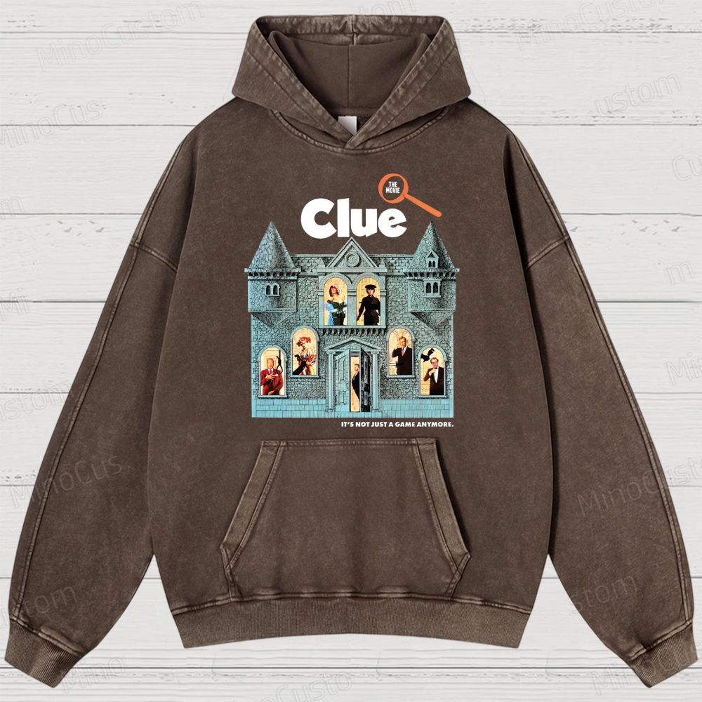 Clue Retro Mystery Comedy Graphic Washed Vintage Hoodie
