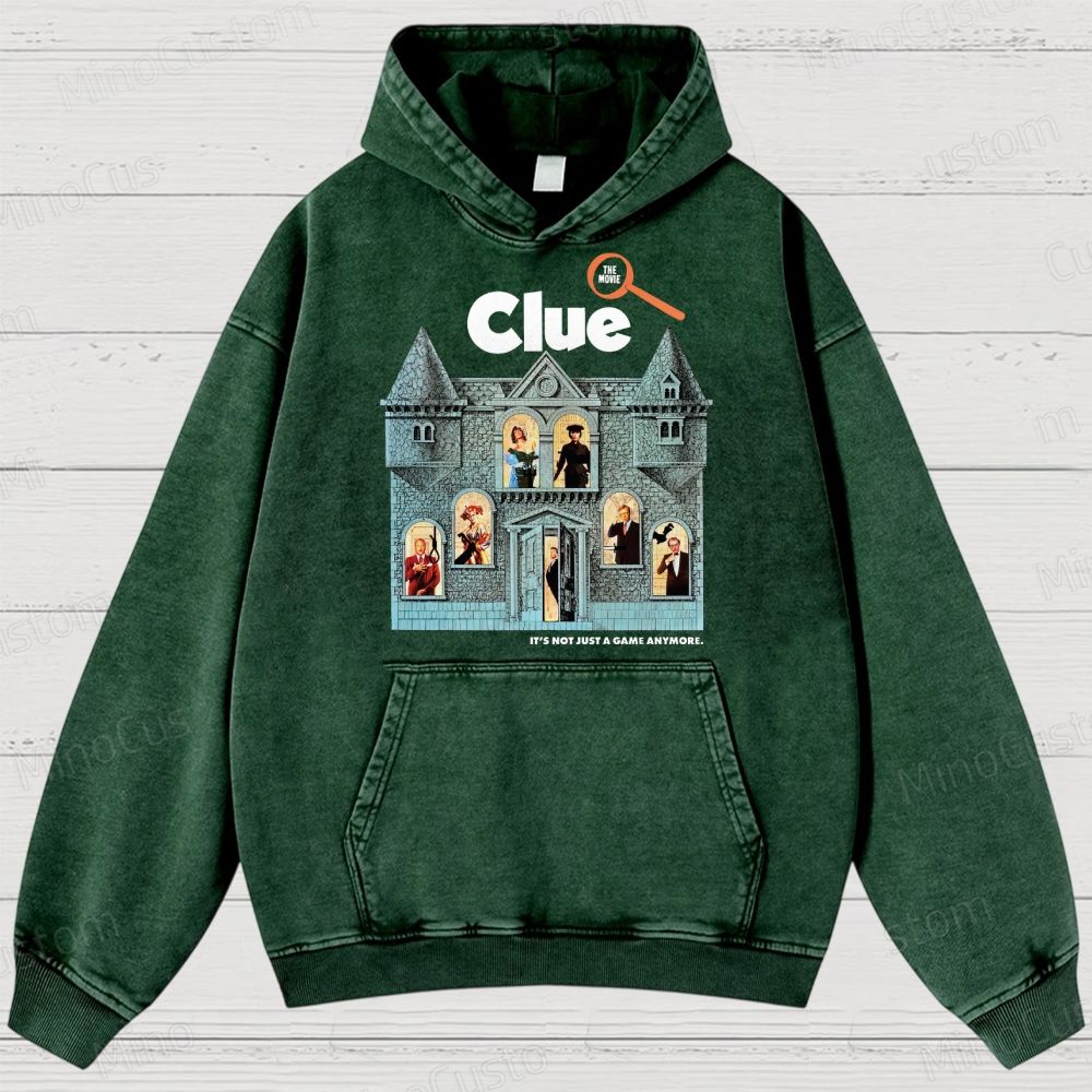 Clue Retro Mystery Comedy Graphic Washed Vintage Hoodie