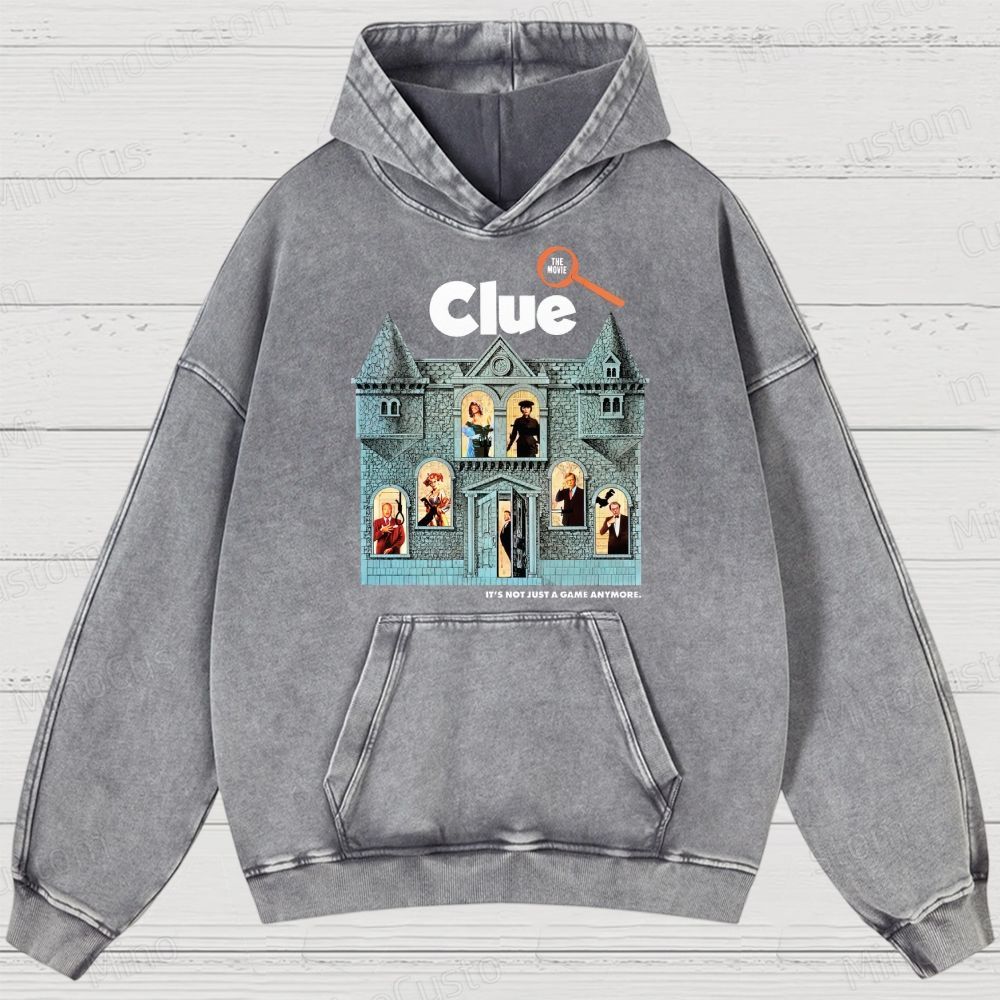 Clue Retro Mystery Comedy Graphic Washed Vintage Hoodie