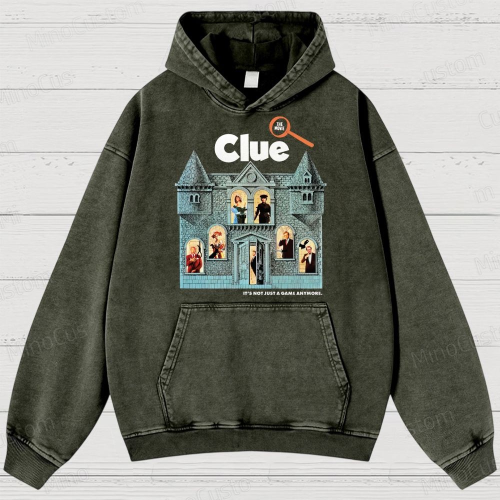 Clue Retro Mystery Comedy Graphic Washed Vintage Hoodie