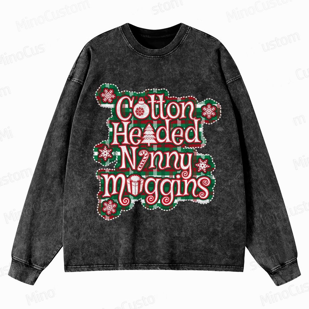 Elf Retro Comedy Graphic Washed Vintage Long-Sleeve T-Shirt