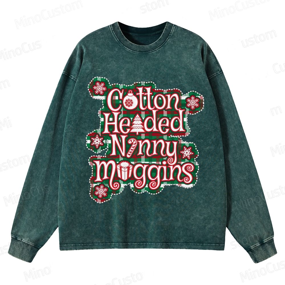 Elf Retro Comedy Graphic Washed Vintage Long-Sleeve T-Shirt