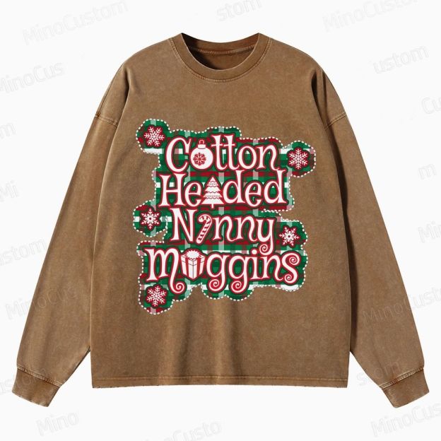 Elf Retro Comedy Graphic Washed Vintage Long-Sleeve T-Shirt
