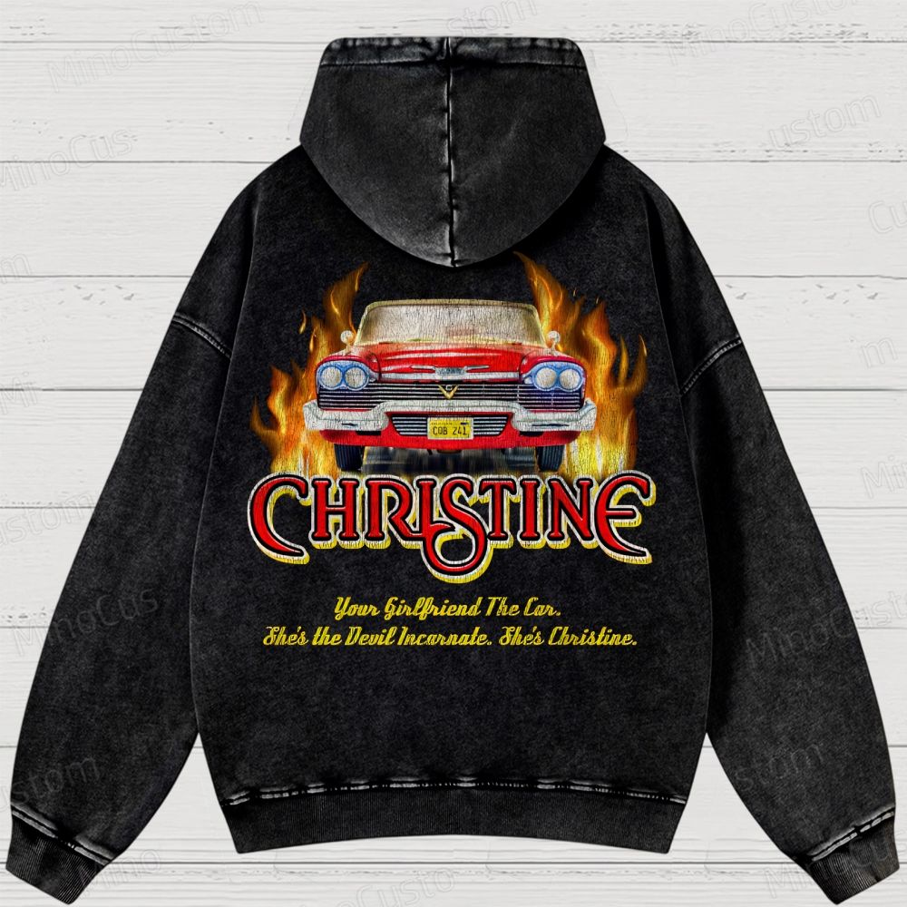 Christine Retro Horror Thriller Graphic Washed Vintage Hoodie