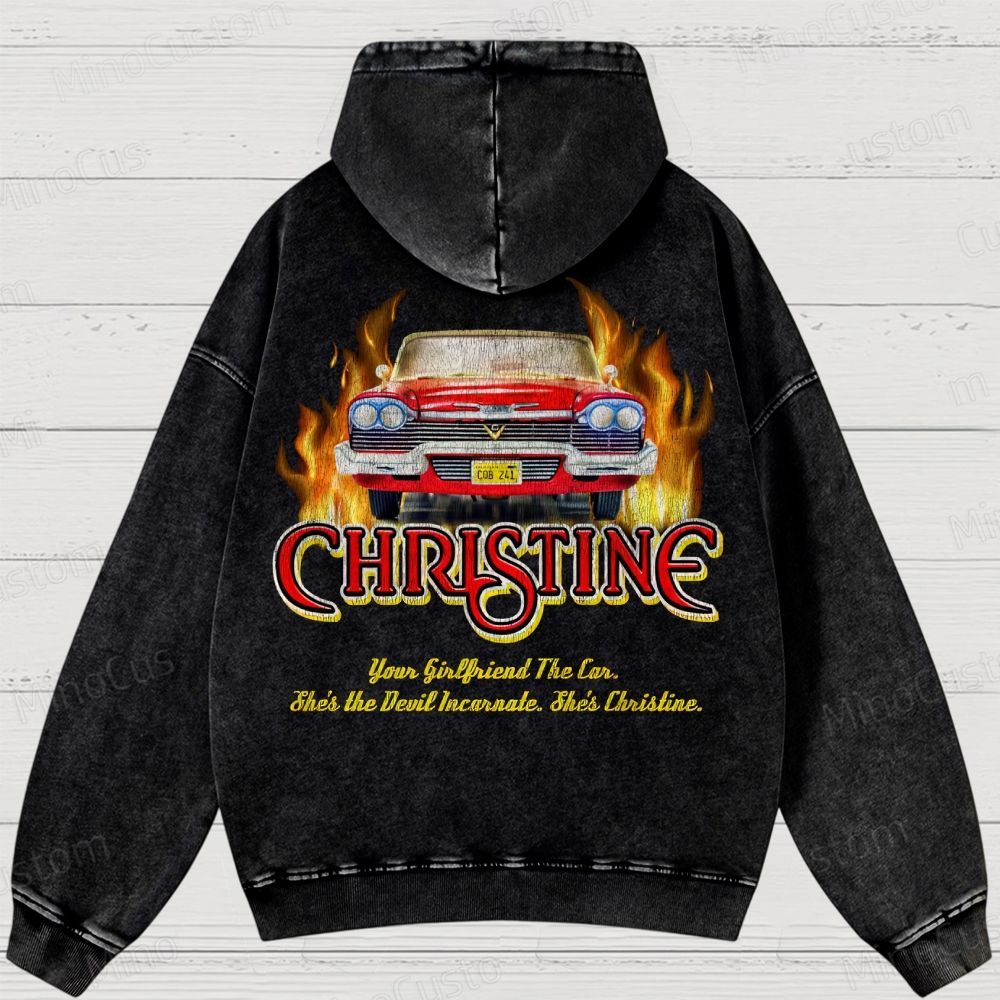 Christine Retro Horror Thriller Graphic Washed Vintage Hoodie