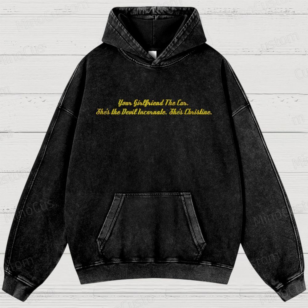 Christine Retro Horror Thriller Graphic Washed Vintage Hoodie