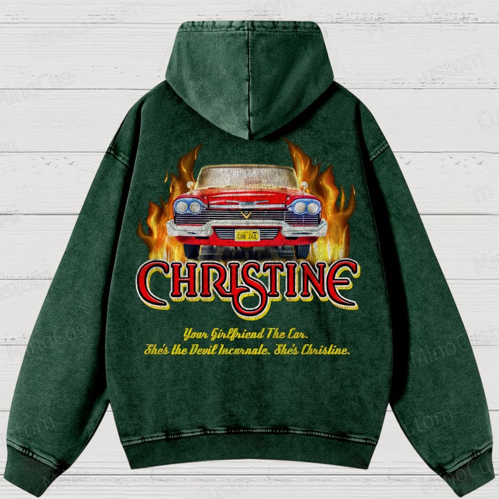 Christine Retro Horror Thriller Graphic Washed Vintage Hoodie