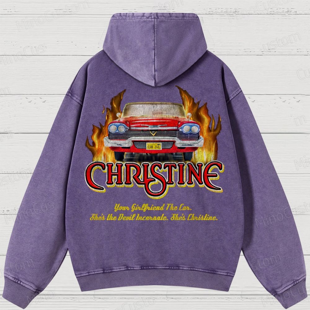 Christine Retro Horror Thriller Graphic Washed Vintage Hoodie