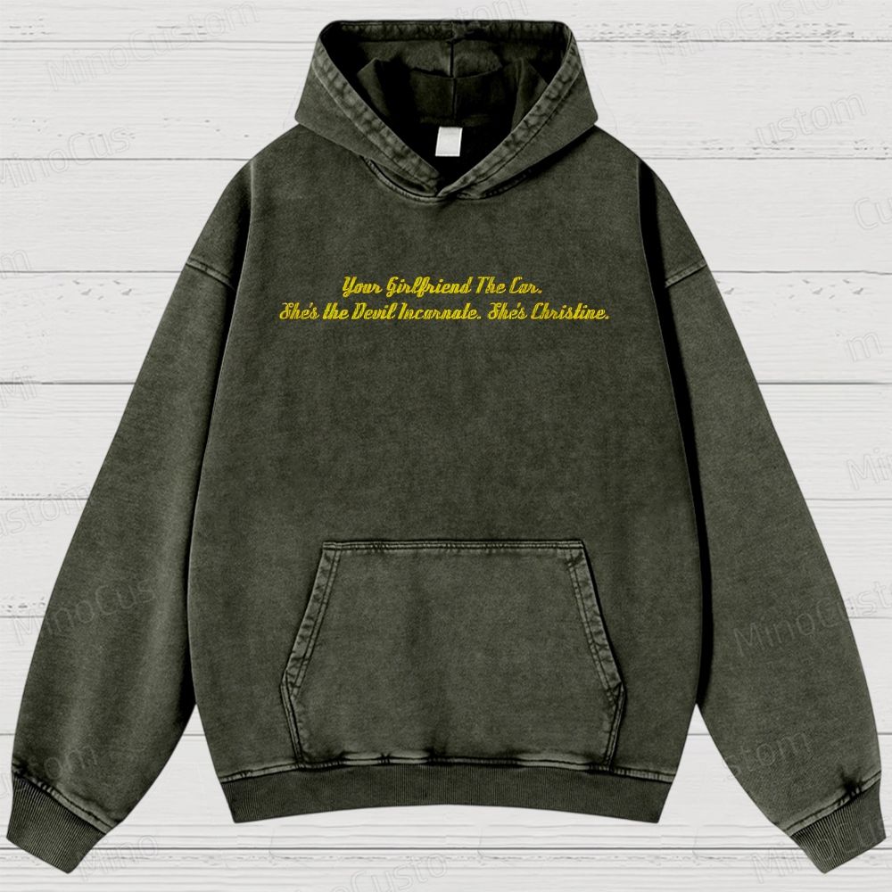 Christine Retro Horror Thriller Graphic Washed Vintage Hoodie