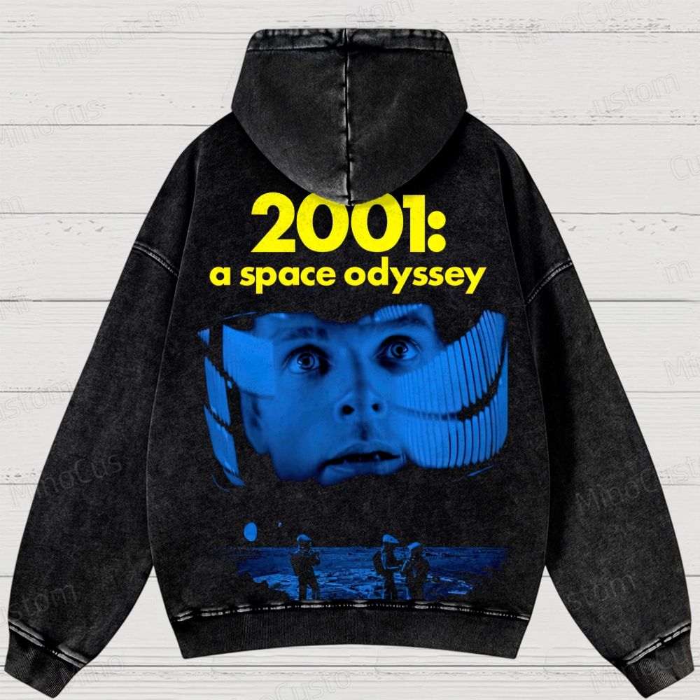 2001: A Space Odyssey Retro Sci-Fi Graphic Washed Vintage Hoodie
