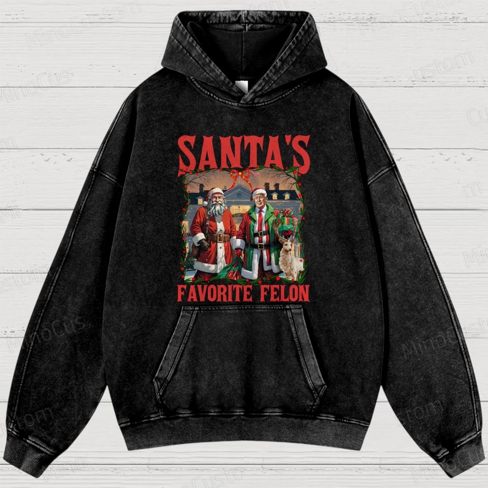 Satirical Christmas Retro Graphic Washed Vintage Hoodie