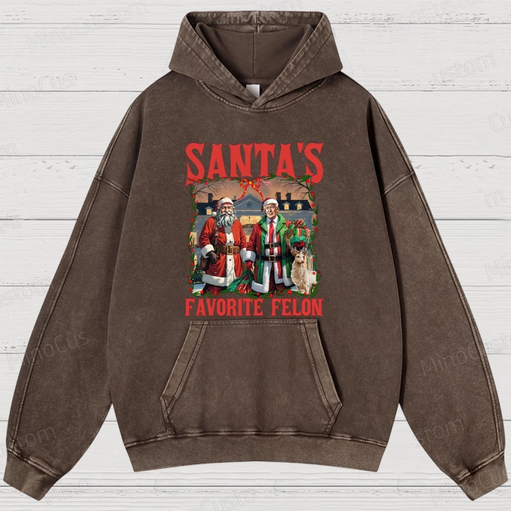 Satirical Christmas Retro Graphic Washed Vintage Hoodie