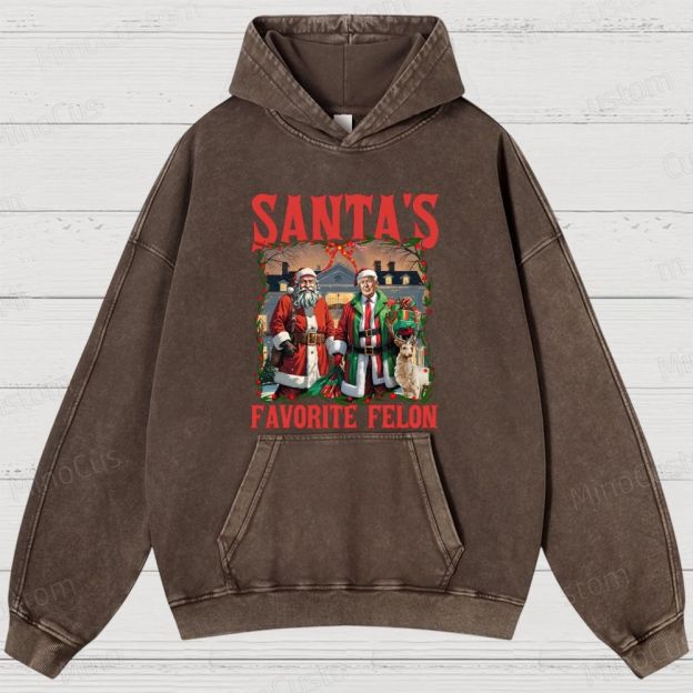 Satirical Christmas Retro Graphic Washed Vintage Hoodie