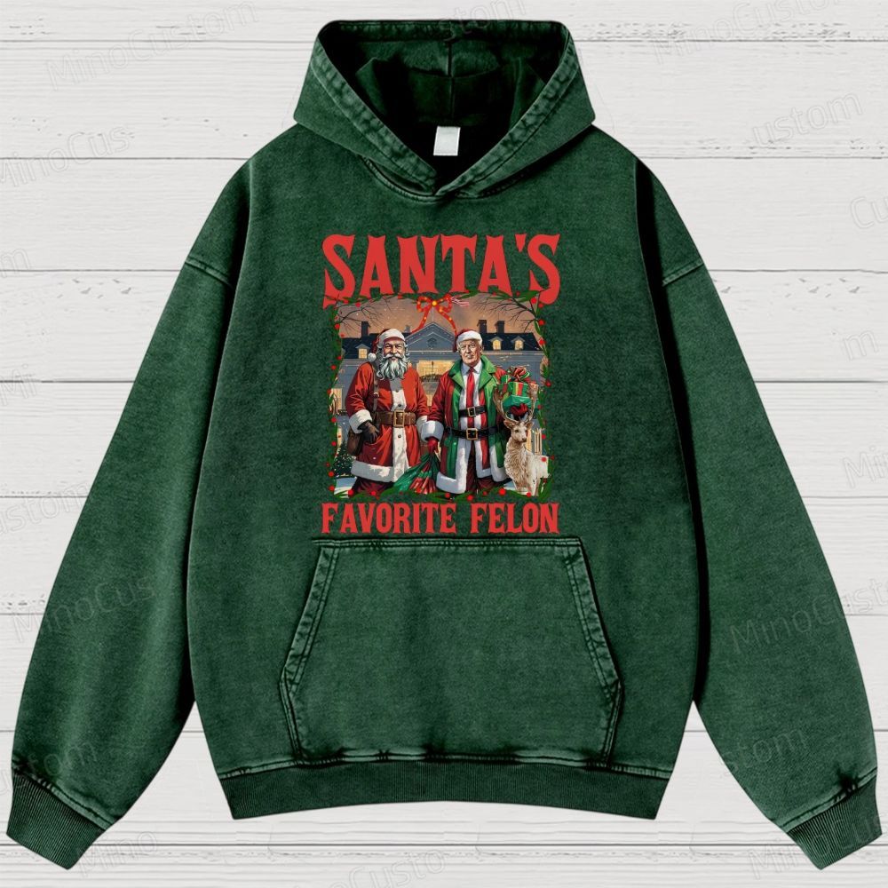 Satirical Christmas Retro Graphic Washed Vintage Hoodie