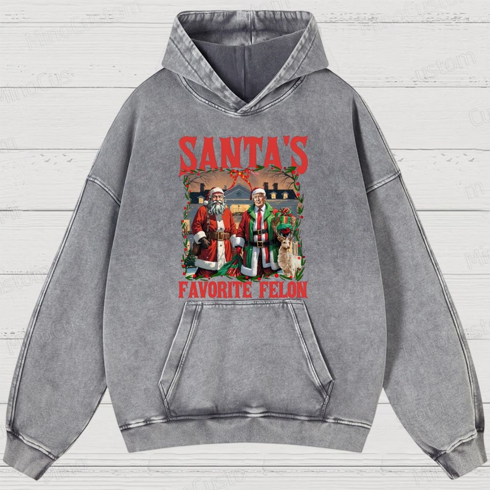 Satirical Christmas Retro Graphic Washed Vintage Hoodie