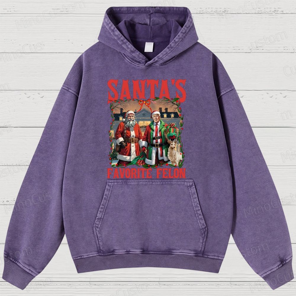 Satirical Christmas Retro Graphic Washed Vintage Hoodie