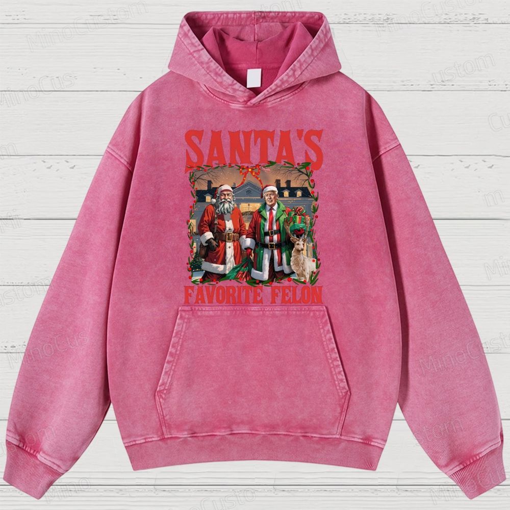 Satirical Christmas Retro Graphic Washed Vintage Hoodie